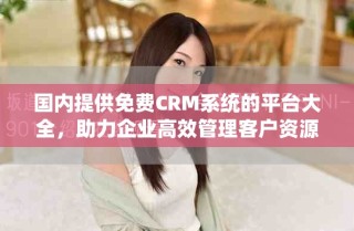 國內(nèi)提供免費(fèi)CRM系統(tǒng)的平臺(tái)大全，助力企業(yè)高效管理客戶資源