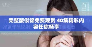 完整版似錦免費觀賞 40集精彩內容任你暢享