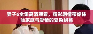 妻子6全集高清觀看，精彩劇情帶你體驗家庭與愛情的復(fù)雜糾葛