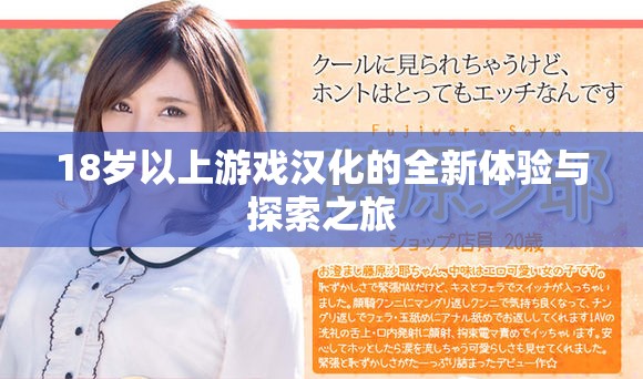 18歲以上游戲漢化的全新體驗與探索之旅
